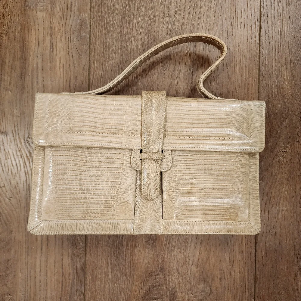 Vintage Freedom Shoes Reptile Top Handle Purse Bag 50s 60s Classic Neutral